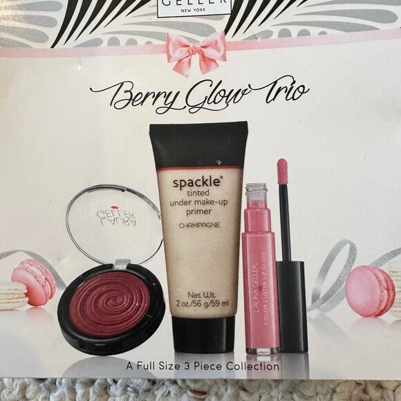 Laura Geller berry glow trio a full size 3 pc collection primer blush lipgloss - Picture 10 of 11